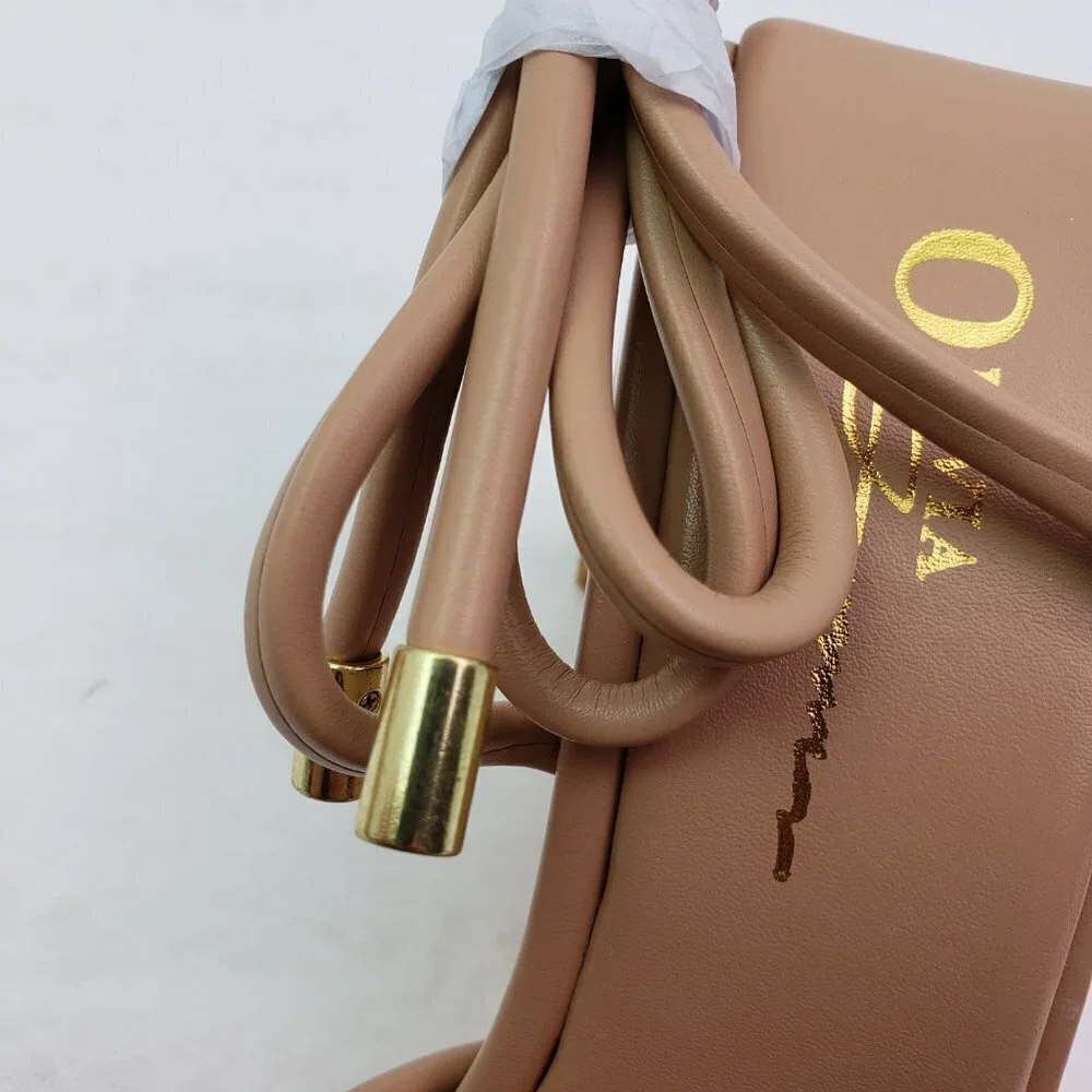 Olivia Ferguson Soleil Womens Sz 7.5 Camel Tan Strappy AnkleTie 3.5